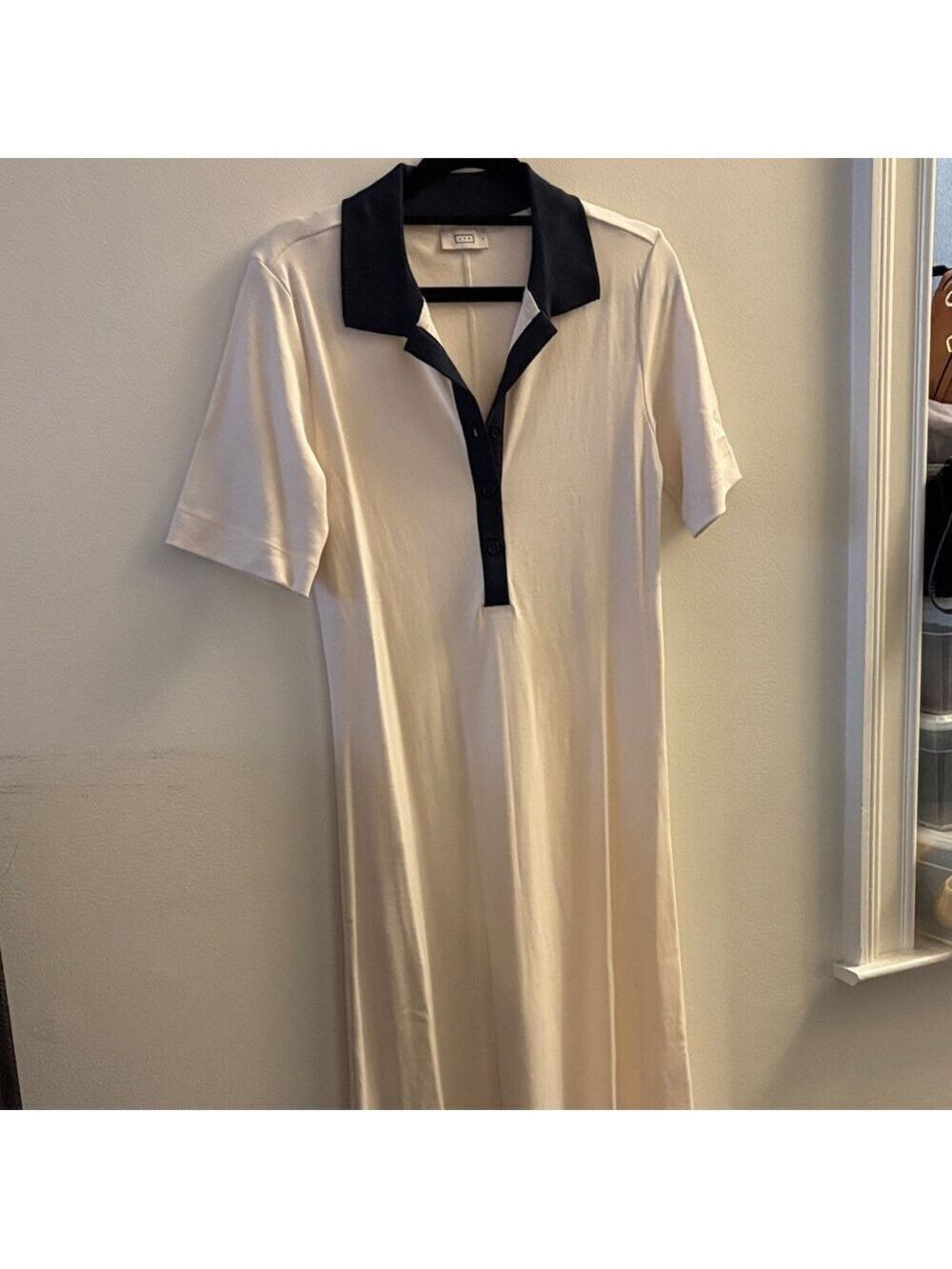 AYR Ivory and Navy Long Sleeve Dress
